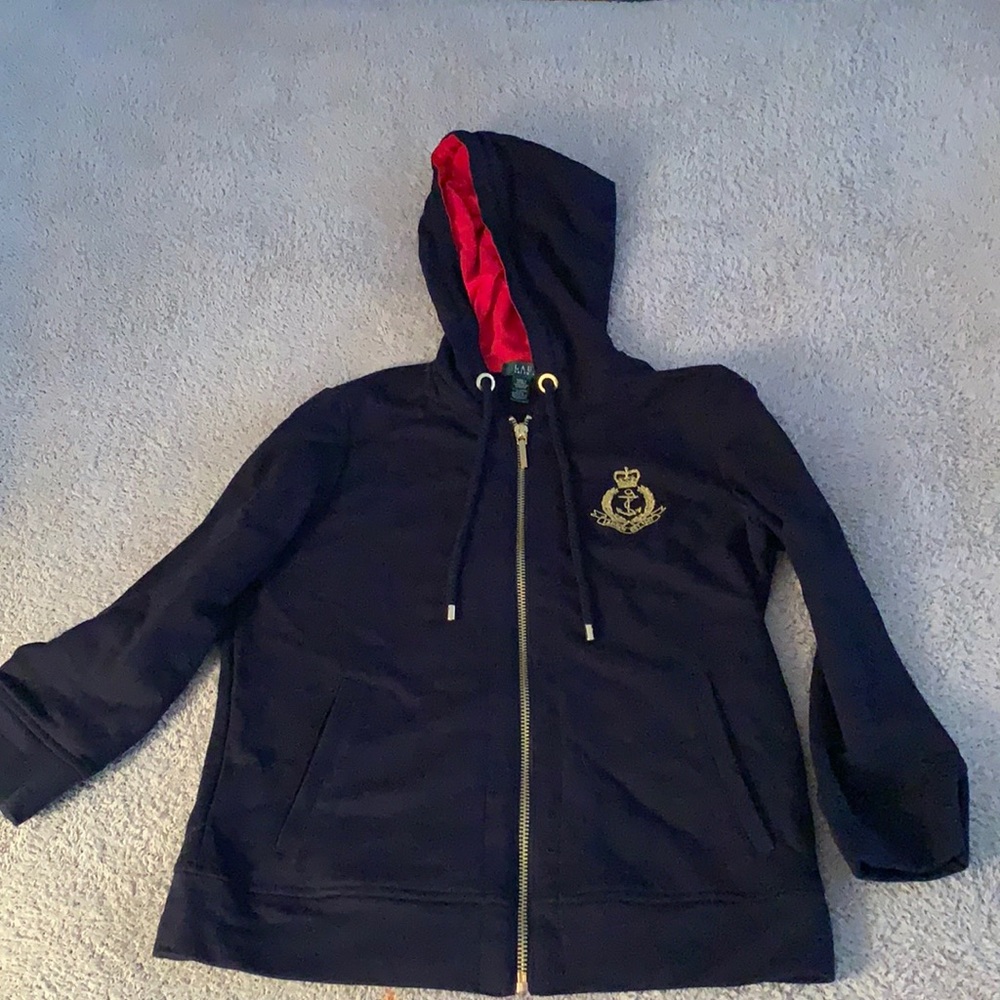 Lauren by Ralph Lauren Navy zip-up hoodie